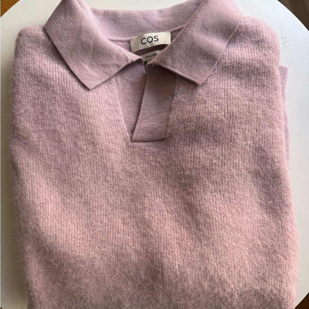 COS Men Lilac V-Neck Sweater Relaxed Fit